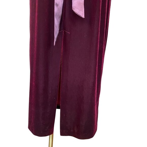 VTG  Robbie Bee Stretch Velvet Long Midi Dress Sz 10 Burgundy Red #342C - Picture 8 of 10